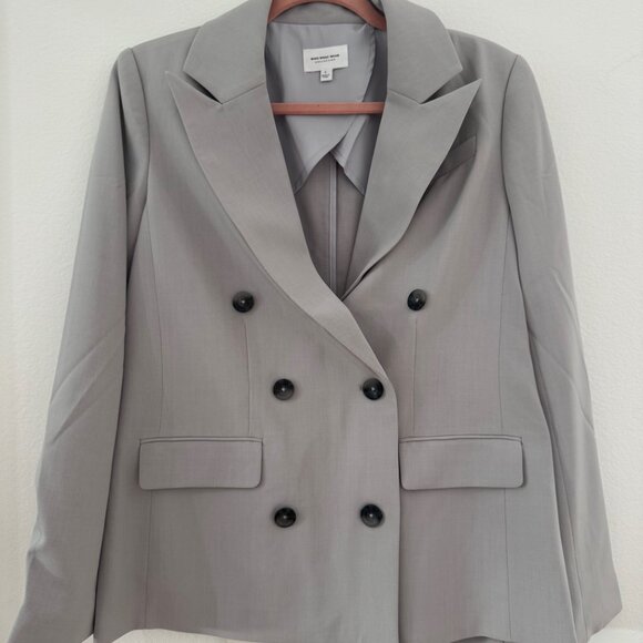 Who What Wear Light Gray Double-Breasted Blazer – Classic Tailored Fit, Small - Picture 3 of 6